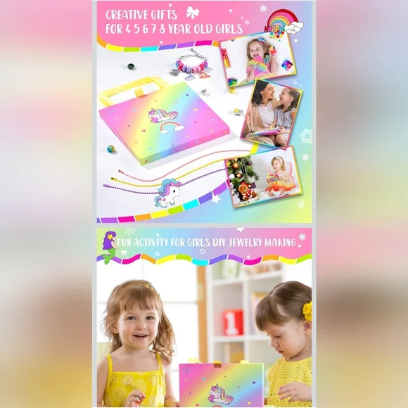 Nwt DIY Unicorn Themed Charm Bracelet Making Kit Beads Charms Jewelry - Picture 6 of 10